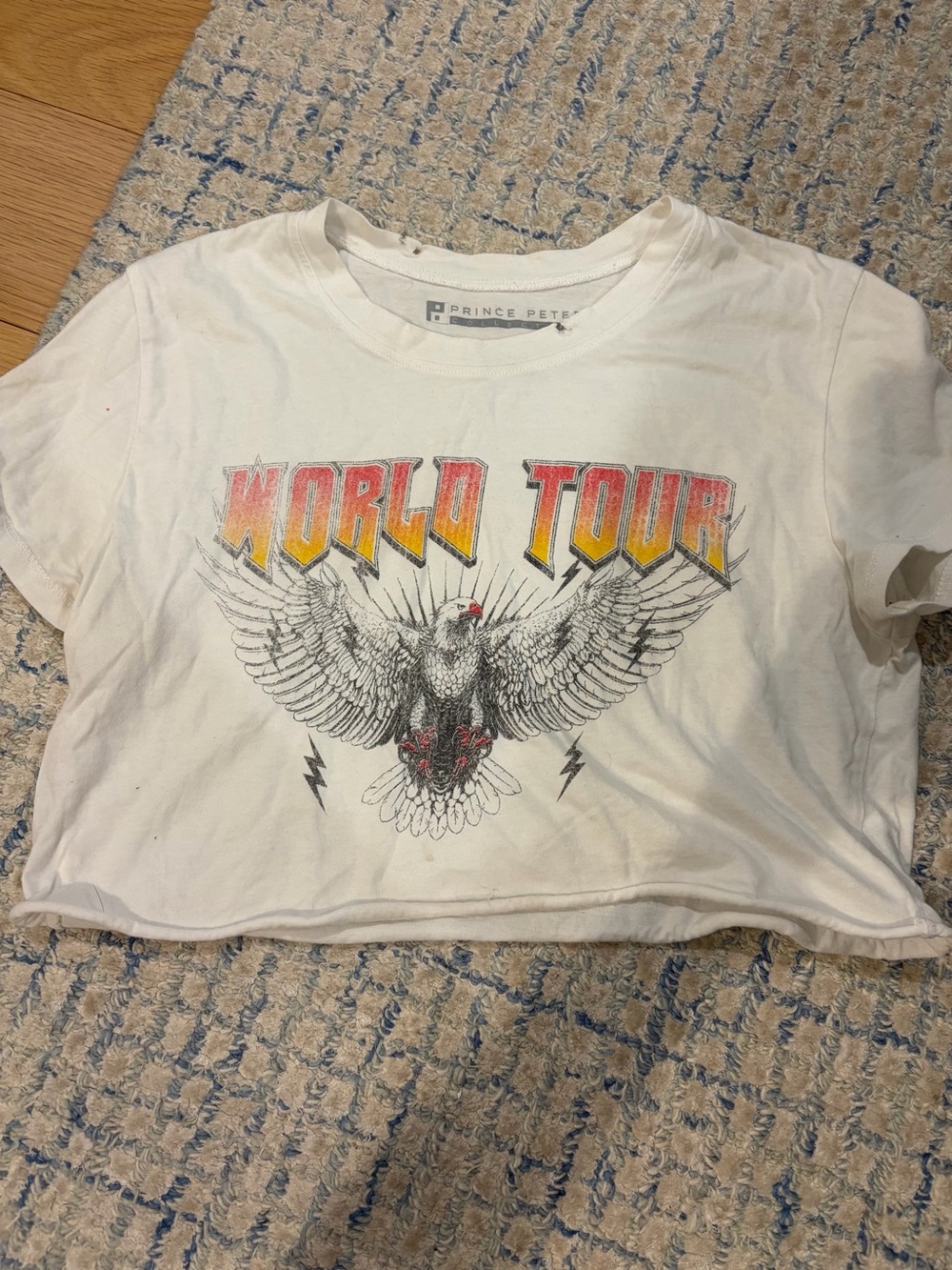 Prince Peter Collection White Tee with 'World Tour' Eagle Graphic